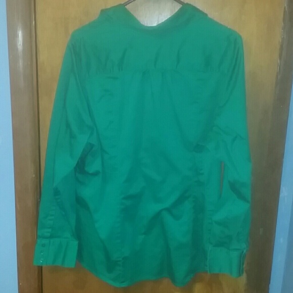 Lane Bryant Tops Emerald Green Button Up Dress Blouse Poshmark